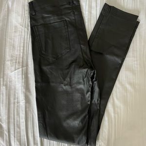 Black faux leather pants